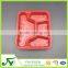 Hot selling,big red 4-compartment plastic fast food container