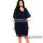 Latest designs Navy 2pcs Plus Size Lace Wrap girls sexy night dress photos