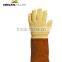 Deltaplus terry cloth papa-aramid fiber cow-hide cuff heat-resistant safety gloves