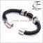 Stainless Steel Magnetic Clasp Leather Bracelets for boy and girls with Metal Button Clasp