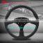 Genuine Leather Steering Wheel With Flat Black Brushed Spoke