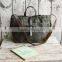 Custom high quality waxed canvas tote bag leather handle