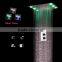 360*500mm Two Functions Retangular Rainfall Reccessed Ceiling Shower LED Light Shower With 2 Inches Massage Jets