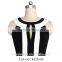 Wholesale Black White Striped Bodycon Dress Graceful Hollow Out Casual Dress O-Neck Midi Dress CA-C08