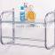 D Type 2 Tier Wall Mounted Glass Shelf Bathroom Towel Rack Chrome