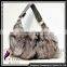 CX-H-48B Wholesale Beautiful Genuine Fox Fur Fashion Ladies Hand Bag