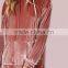 MGOO Oversized Women Longline Pollover With Side Pockets Shiny Drawstring Velvet Hoodie Dress Pink
