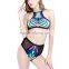 Gauze Nylon Bikini flexible backless two piece transparent padded printed patchwork multi-colored Sold By Set