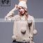 Beautiful hand made korean woollen cashmere sweater for ladies with fox fur pom pom