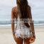Free Shipping Women Beach Sexy Strap Sheer Floral Lace Beach Dress Embroidered Crochet Hippie Boho vestidos Mini Dress