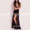 Side High Slip Black Latest Long Skirt Design Chiffon Maxi Skirt
