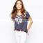 Female chiffon floral print shirts black outdoor clothing shirts