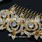 Factory Direct Sale Gold Crystal Rose Flowers Leaves Hair Combs for Women