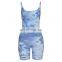 Custom Fashion Sexy Rib Print One Piece Bodycon Tie Dye Causal Jumpsuit