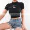 Hot Wholesale Women's Ladies Solid Skinny Crop Top T-shirt