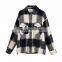 Multi Color High Quality Autumn Women Fashion Jacket Woolen Loose Plaid Shirt Coats