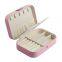 Beige Pink Light Pink 3 colors leather jewelry box Mini Jewelry Storage Box