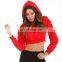 wholesale gym workout custom logo printed ladies crop top pullover cotton ladies plain hooded sweatshirts hoodies for women