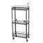 3 Tier Rolling Utility Cart with Wheels Multifunctional Metal Storage Cart Organizer Adjustable Trolley Cart with Handle