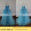 New Design Sweetheart Appliqued Beads Split Leg Ruffled Wedding Dresses Royal Blue Color