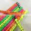 7" standard size round shape neon color body black wood pencil with heat rolling logo