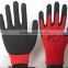 10guage flat orange cottton black latex wrinkle coated gloves
