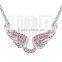 Best selling fashion silver alloy blue crytsal angel wing pendant