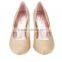 2016 high fashion High Heel round toe shape ladies breatheable PU lining comfortable nude sheep skin pump shoes