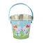 Small metal tin bucket with handle for easter