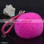 16colors In Stock PU Leather Alloy Charm Keychain Genuine Rabbit Fur Ball Keychain