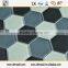 Glass Hexagon Mosaic Tile With Black Mix White Color