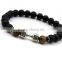 Wholesale Alloy Metal Barbell Matte Black Stone Beads Fitness Fashion Dumbbell Bracelets