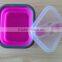 Collapsible Silicone Lunch Container with built-in 3-in-1 utensil in lid