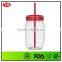 FDA Certification 720 ml Customized single wall plastic jar with straw and lid