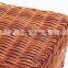 Vintage color rattan storage box wicker basket with handle