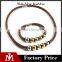 Europe Stainless Steel Two Tone Charm Cuff Bracelet Jewelry Sets Brown Leather Braided Necklace