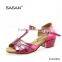 Satin Dance Shoes T Strap Girl Dance Shoes Cube Heel Easy Buckle