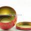 Red vivid flower round tin plate tea canister for Matcha