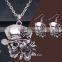 Hiphop imitation jewelry halloween necklace punk skull pendant with flower statment necklace sweater chain Yiwu factory