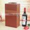 Chinese Factories Wholesale Custom High-grade PU Leather Wine Champagne Boxes, Brown Gift Box