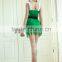 New style Polyester fashionable green backless cute christmas dresses with hat