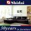 Modern Black Top Grain Leather Sectional Sofa w/ Integrated Storage Shelves 948