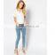 Women Deep V-neck White color Short Sleeve Chiffon Casual Blouse