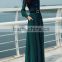 Women muslim long sleeve blue color button down full length big flare bulk wholesale maxi dress