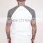 Short Sleeve Raglan Baseball T Shirt for Men Longline Curved Hem Baseball Tee White/Heather Grey Contrast T Shirt