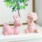 Creative New Design Cute Lovely Pink Cartoon Animal Ceramic Ornaments Vase Plant Pot