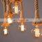 Retro Hemp Rope Pendant Lights Industrial Rattan Hanging Lamp Edison Bulbs