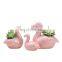 Wholesale Pack 3 Pieces Flamingo Shaped Ceramic Pot Indoor Creative Livingroom Factories Creamic Flower Plant Pots