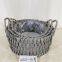 Natural Material Gray Round Vintage Wicker Woven Storage Basket