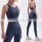 2 Pcs Fleece Yoga Sets Backless Sport Bra Gym High Waist Leggings For Women